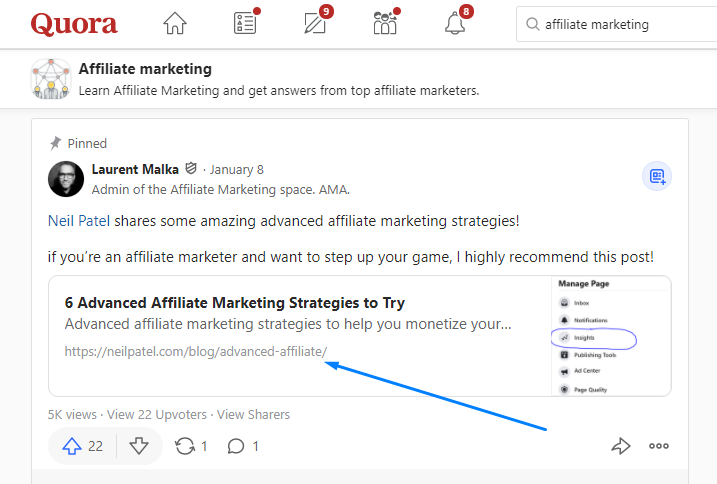 Affiliate marketing traffic from Quora